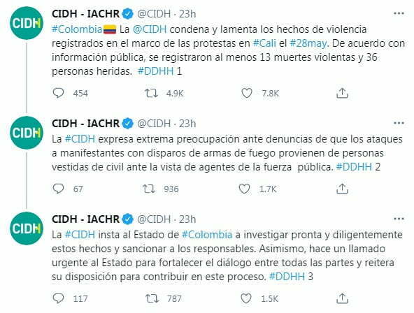 CIDH adelanta visita para verificar situación de DD. HH. en Colombia
