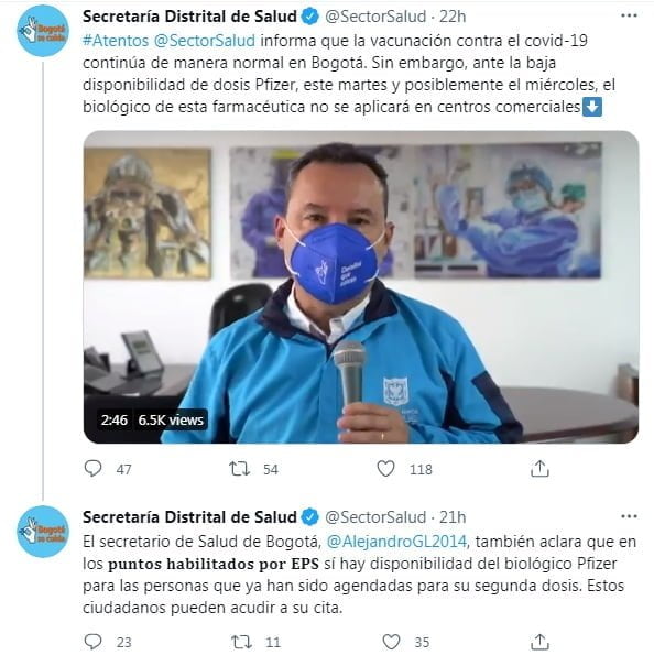 quedaron esperando segunda dosis de la vacuna Pfizer