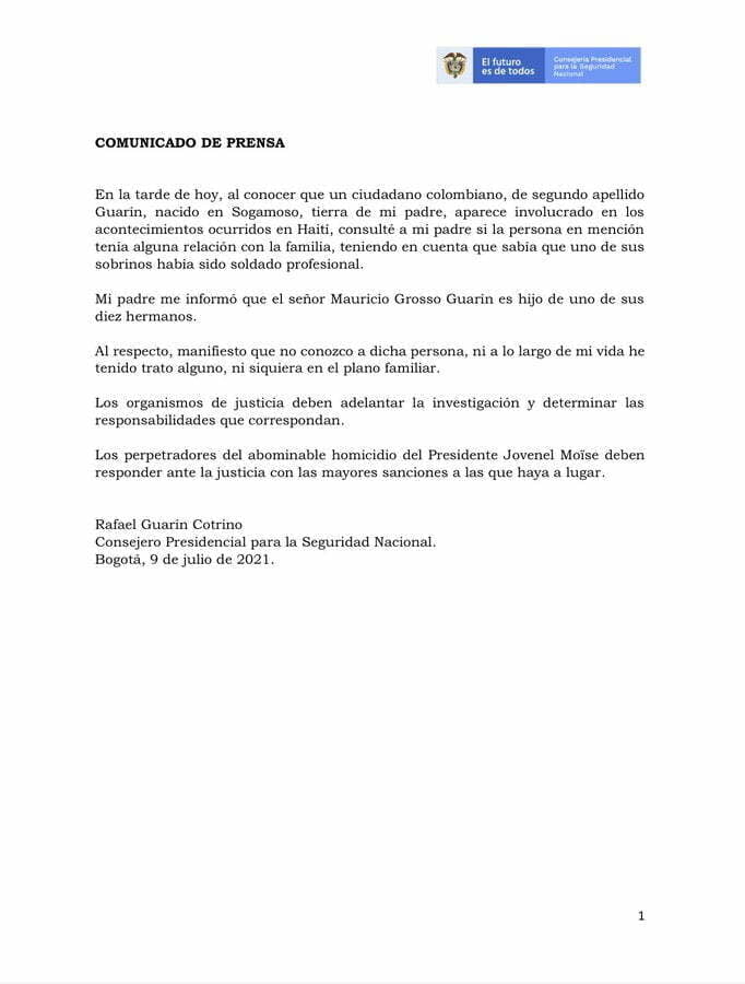 colombiano capturado en Hait&iacute;