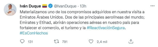 Colombia tendr&aacute; vuelos directos a Arabia Saudita