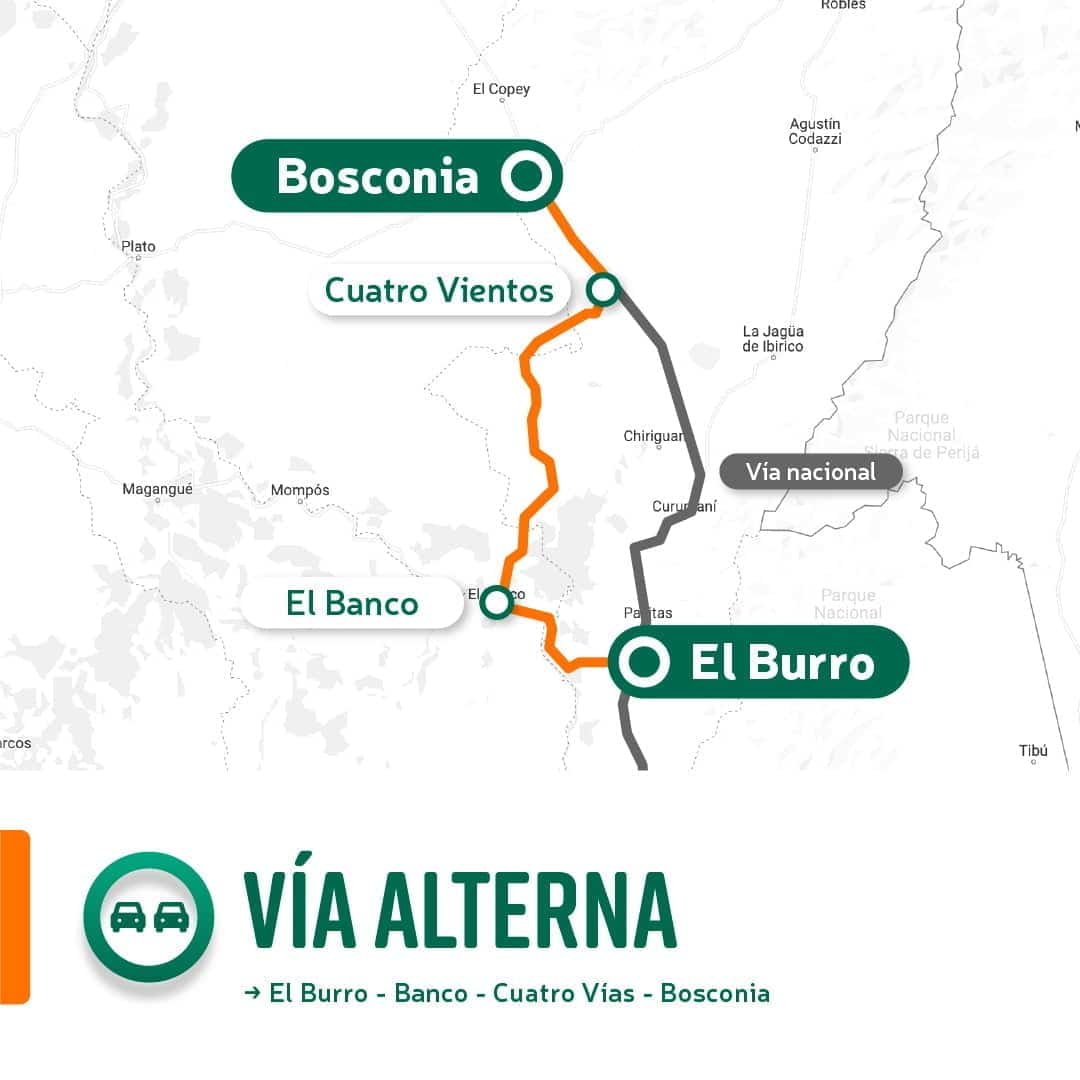 ruta alterna para transportadores