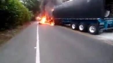 quema de dos camiones