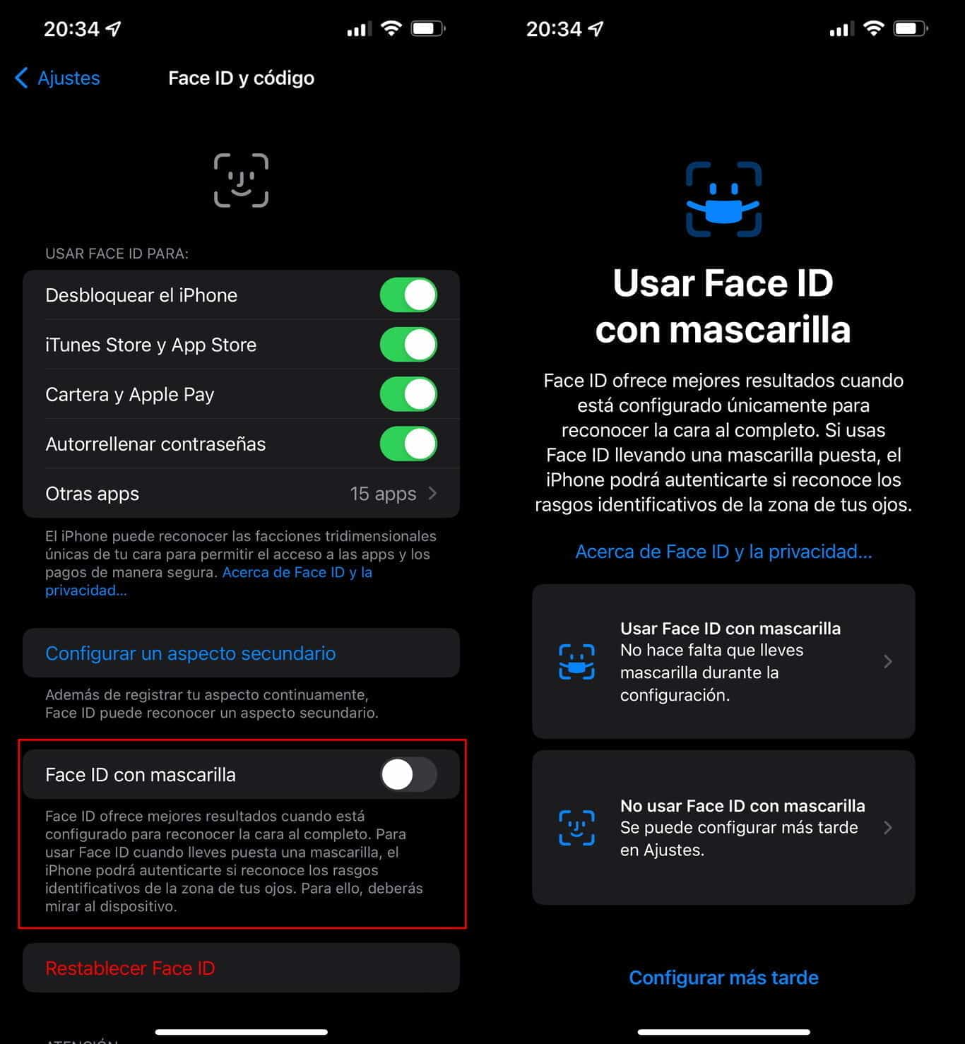 iPhone tapabocas puesto