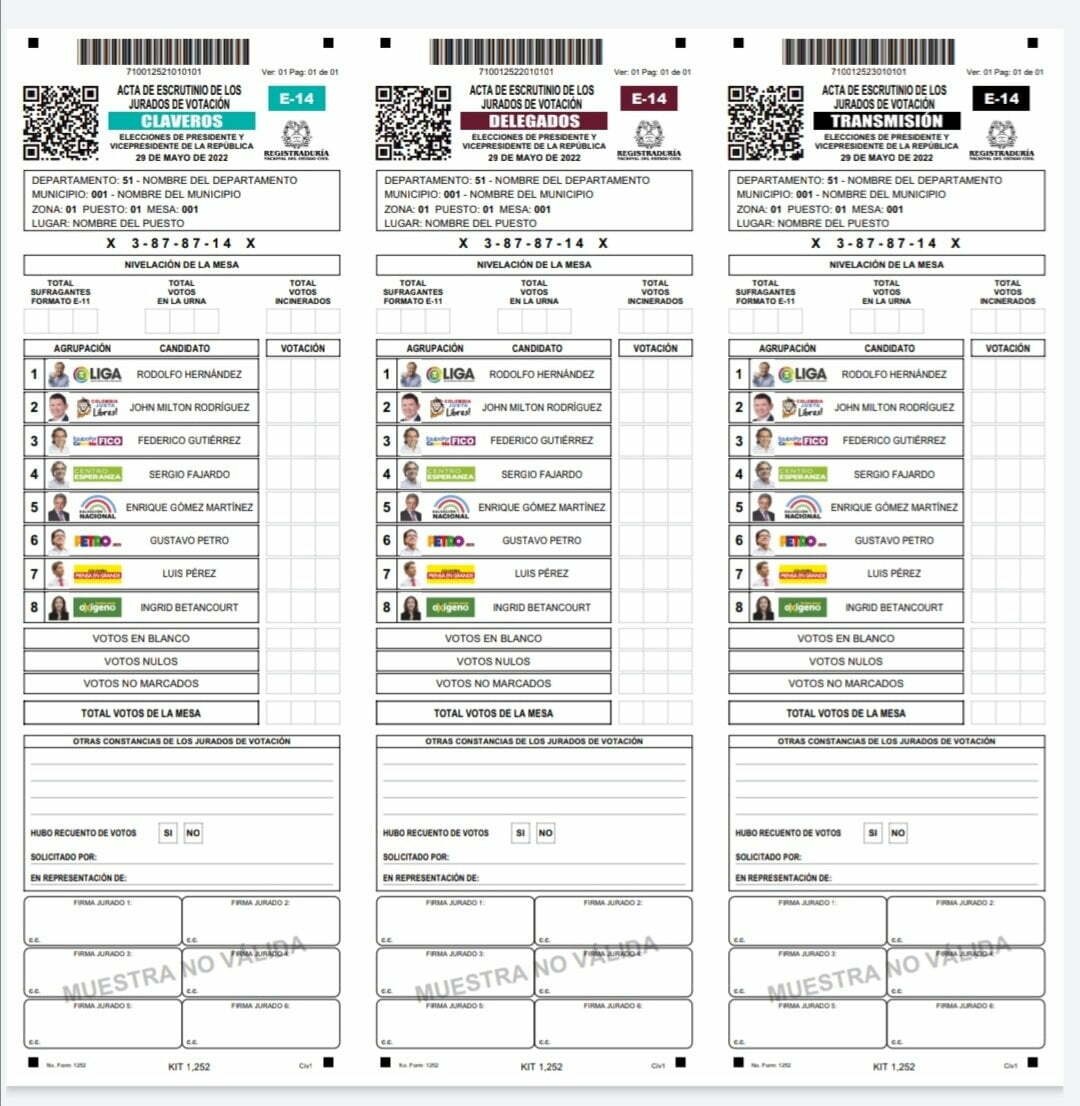 nuevos formularios E-14