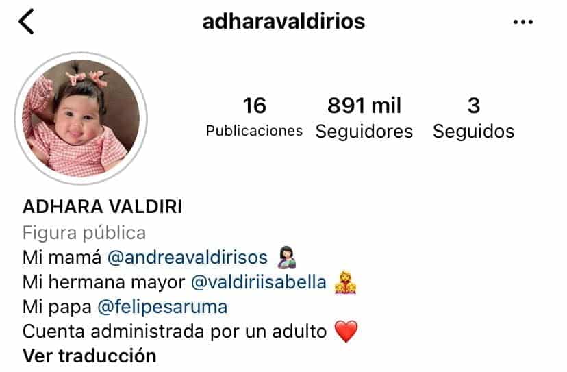 Andrea Valdiri habr&iacute;a confirmado que Felipe Saruma es el pap&aacute; de Adhara