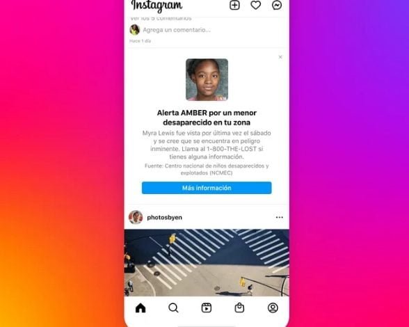 alerta amber en instagram