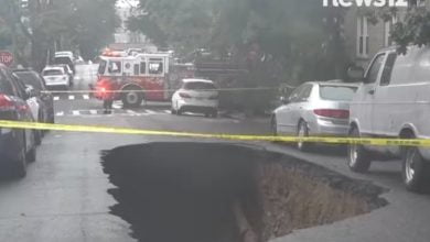 calle se abri&oacute; y se trag&oacute; una camioneta