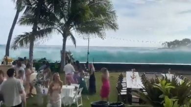gigantescas olas impactaron casas en Haw&aacute;i, una boda fue destruida