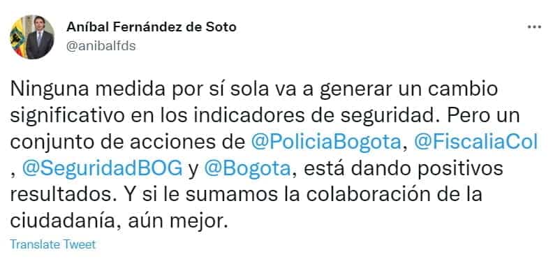 medidas de seguridad y convivencia en Bogot&aacute; 2