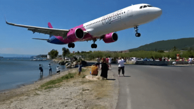 Avi&oacute;n pas&oacute; a pocos cent&iacute;metros de turistas que estaban en playa