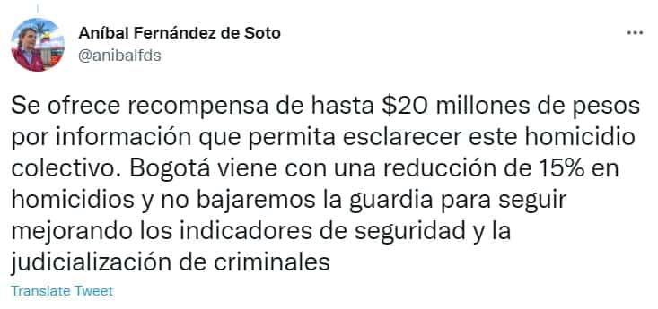 homicidio de cuatro personas en el Norte de Bogot&aacute;