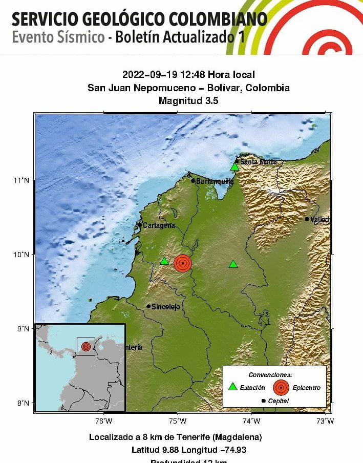 Se registró un segundo temblor en Colombia este lunes