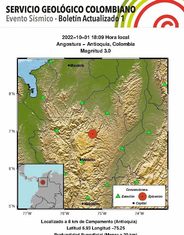 Este s&aacute;bado se registraron dos temblores m&aacute;s en Colombia