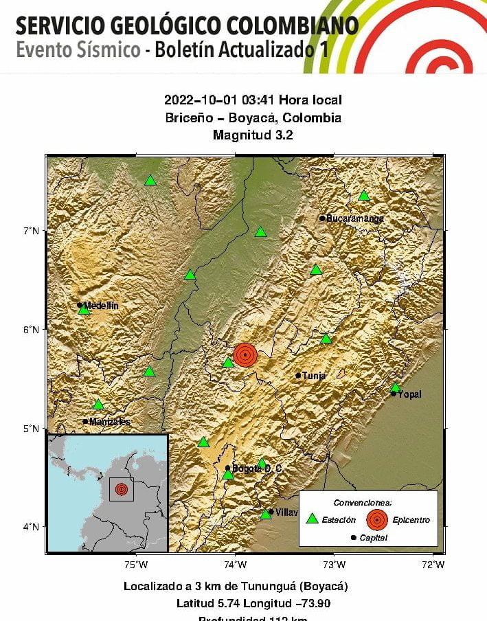 Fuerte temblor se sinti&oacute; en Colombia en la madrugada de este s&aacute;bado