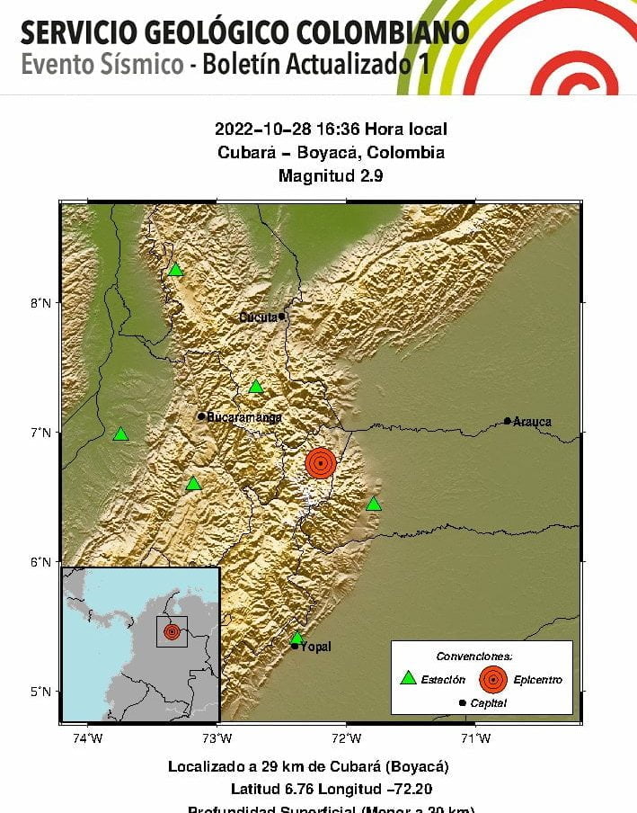 Fuerte temblor se sintió en Colombia este viernes