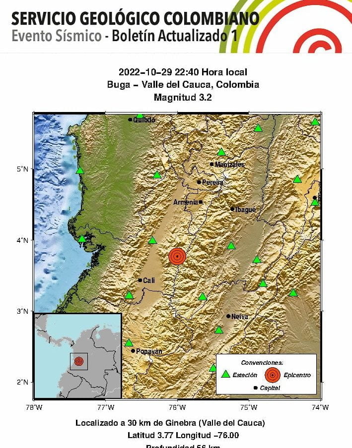 Se sinti&oacute; fuerte temblor en Colombia en la noche del s&aacute;bado