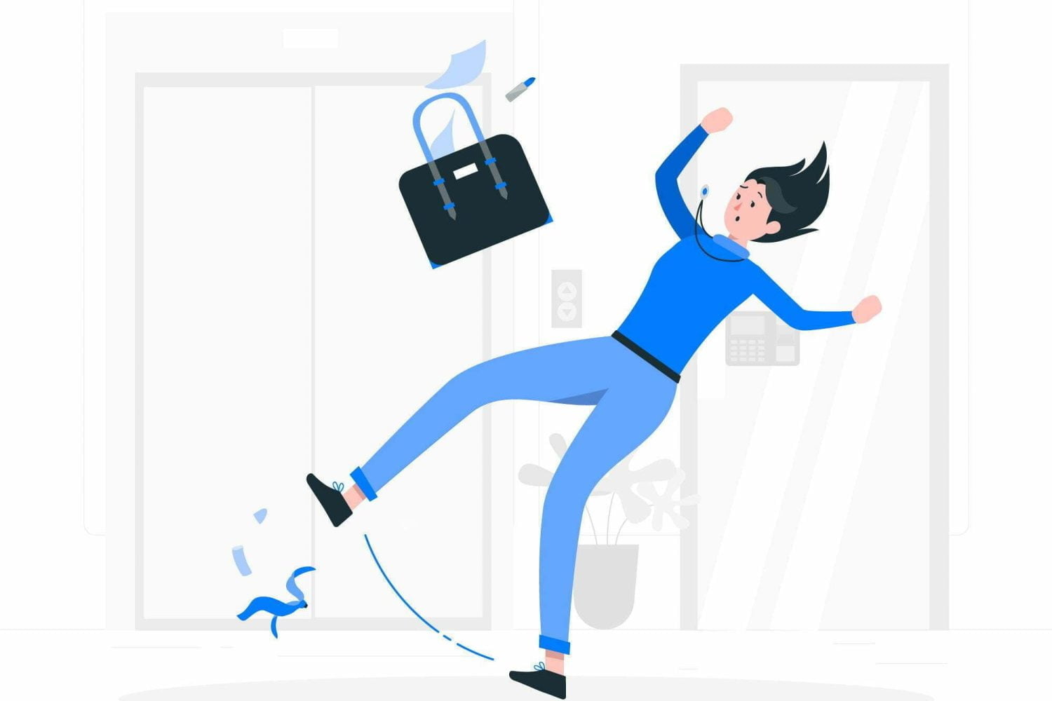 ilustraci&oacute;n de persona con problemas de equlibrio, a punto de caer