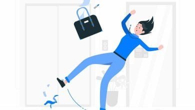 ilustraci&oacute;n de persona con problemas de equlibrio, a punto de caer