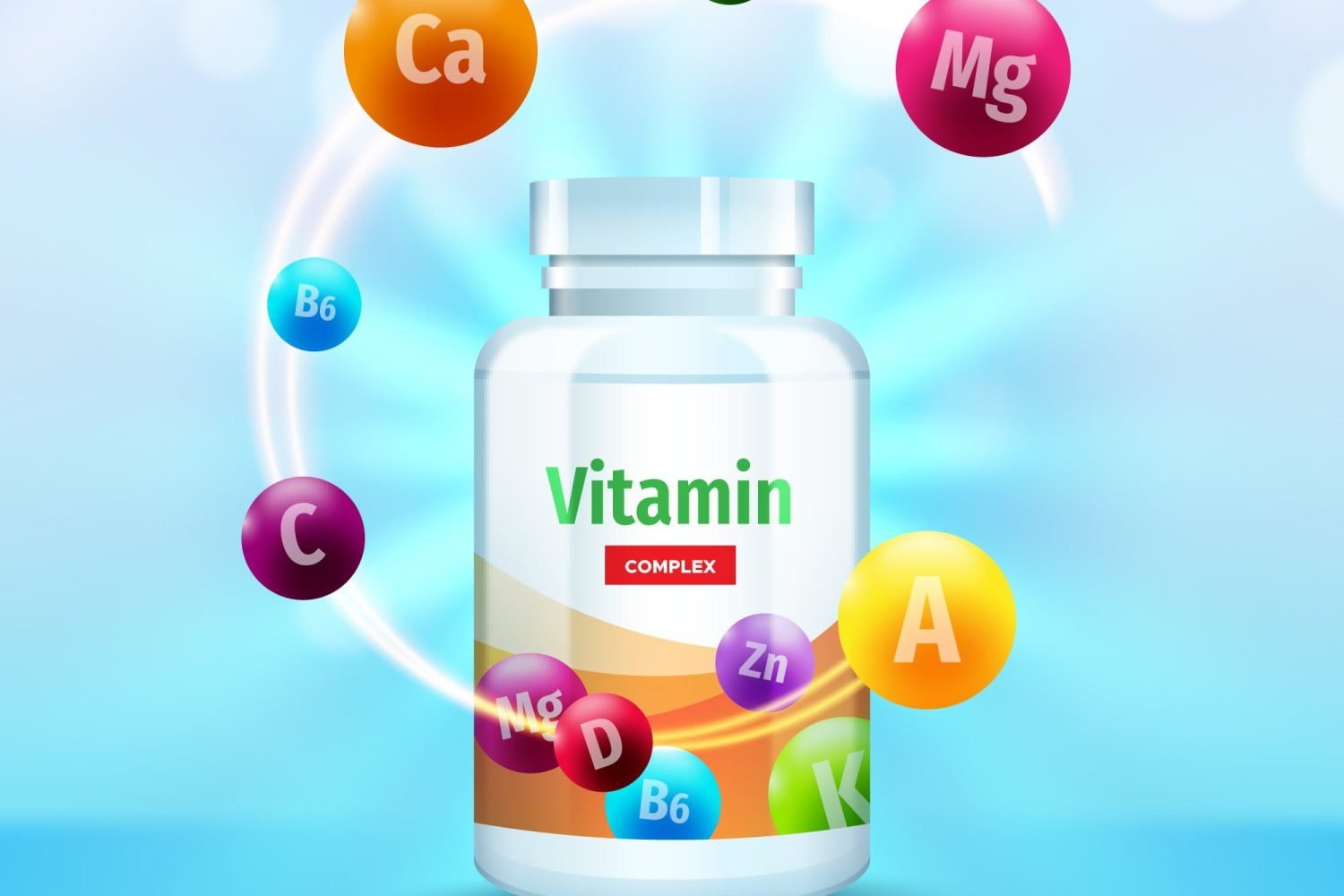 ilustración de tarro de vitaminas en forma de suplemento para el consumo diario