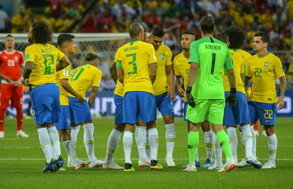 utbolistas de la selección de Brasil antes del partido de la Copa Mundial de la FIFA 2018 Brasil vs Serbia