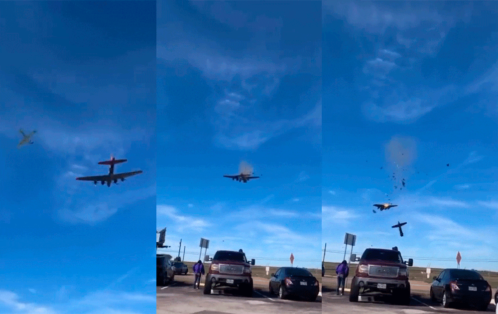 Dos aviones de la Segunda Guerra Mundial se estrellaron en show a&eacute;reo en EE. UU.