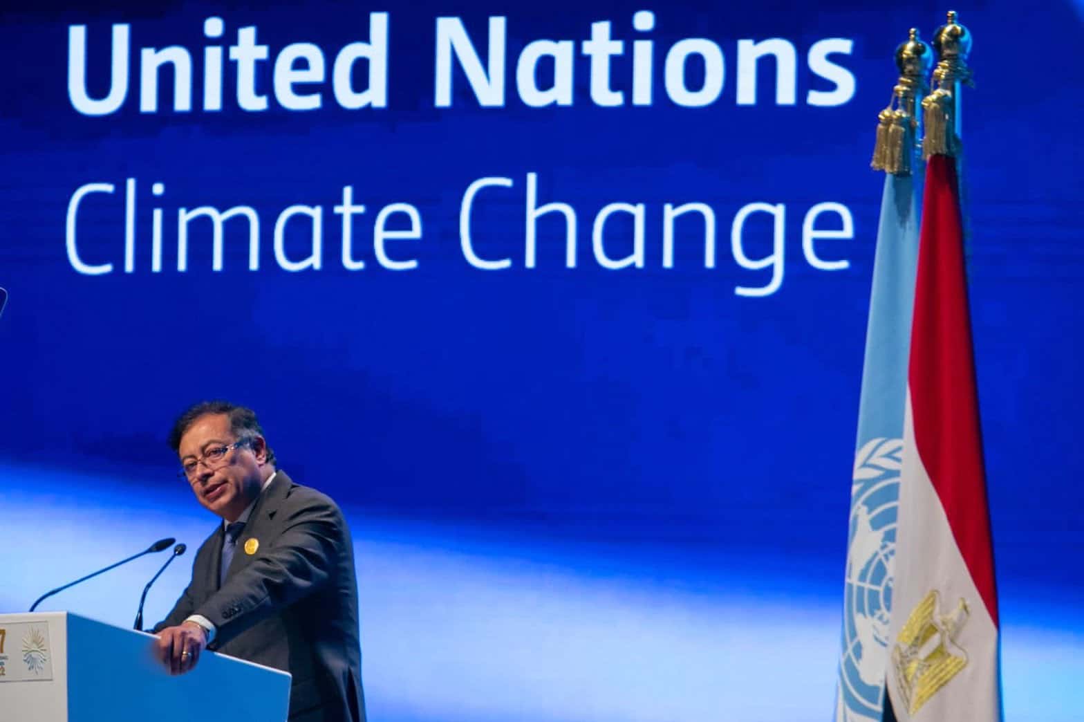 Petro dando su discurso en la COP27
