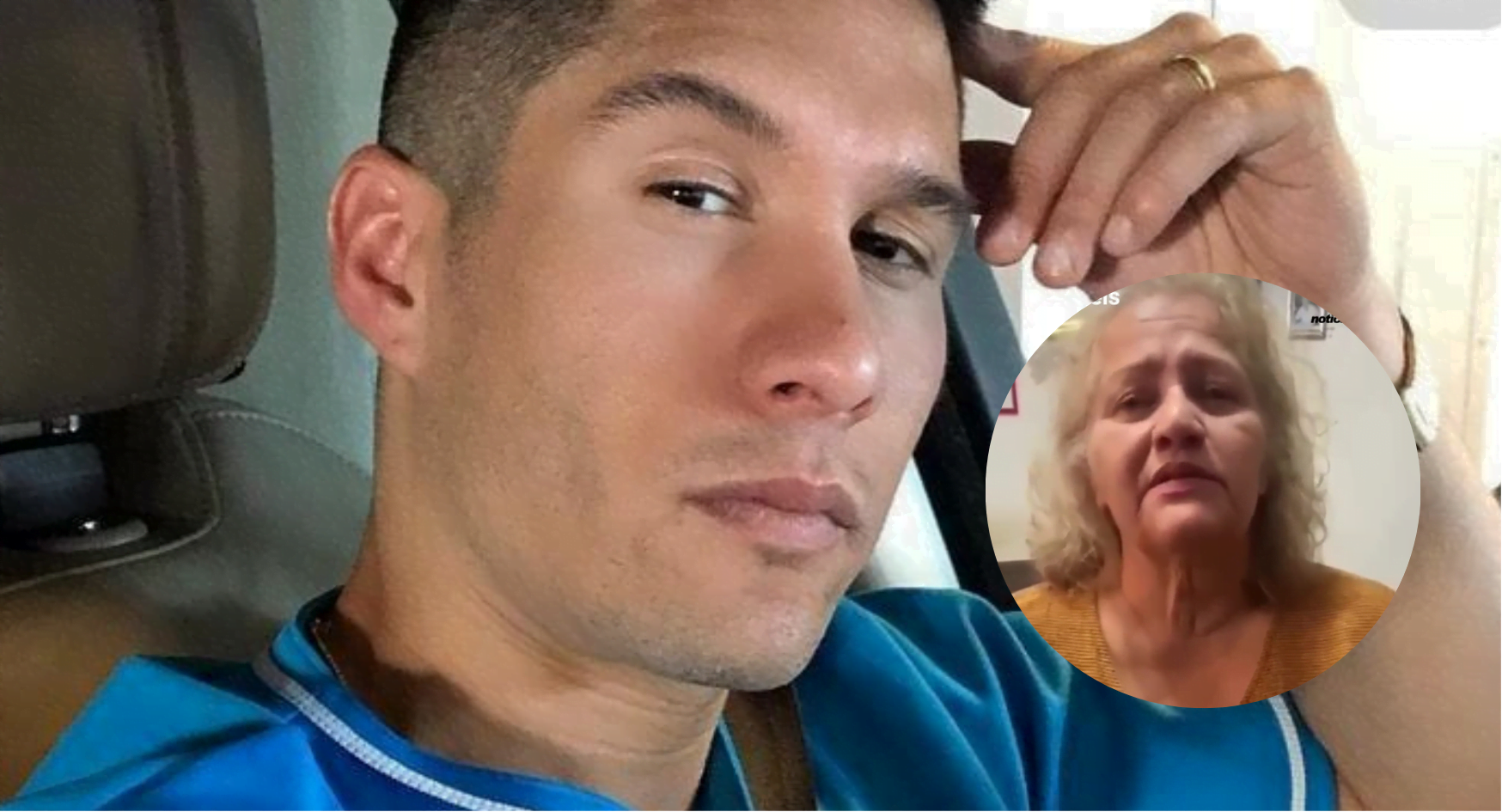 chyno miranda se toma un selfie/ foto superpuesta de su madre
