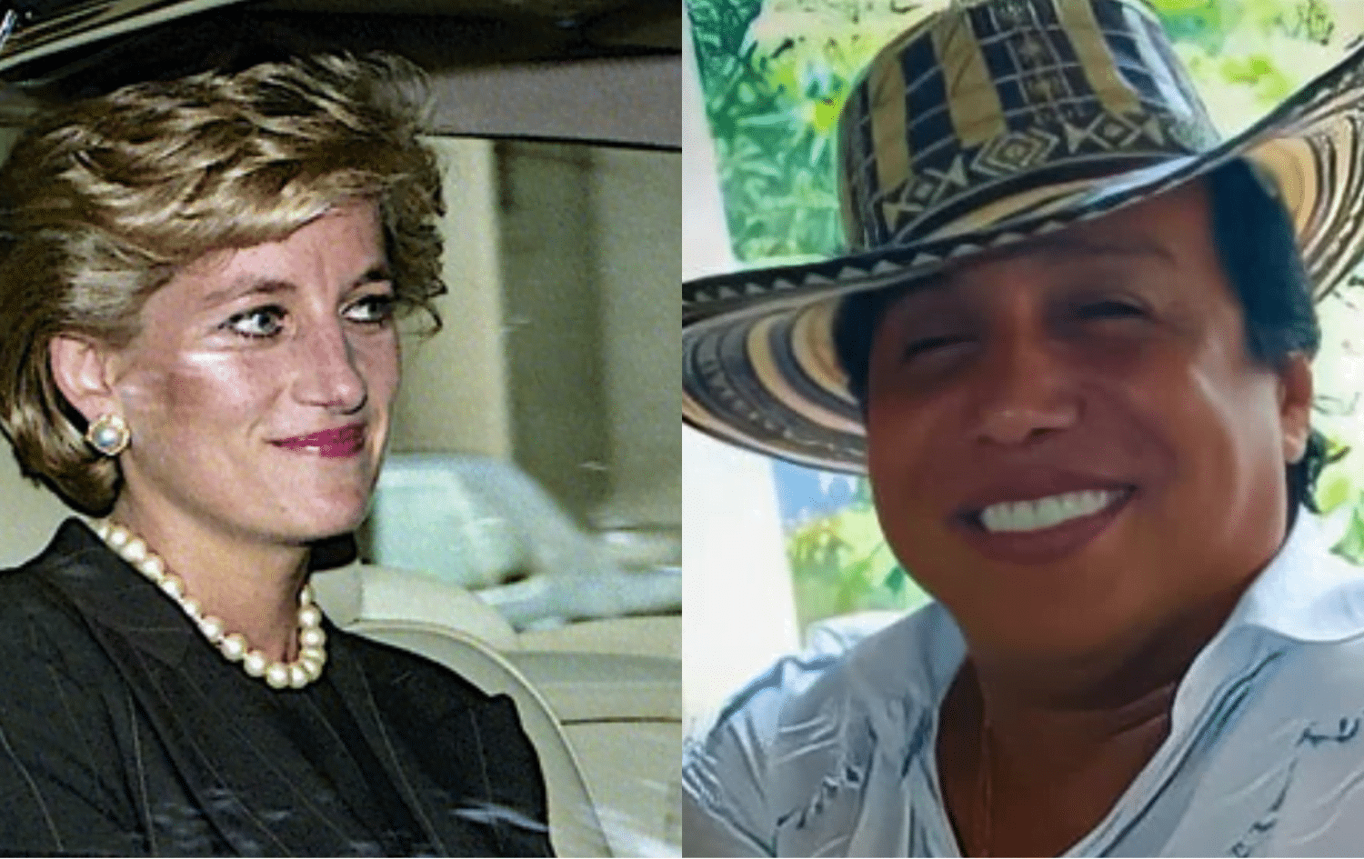 Princesa de Gales, sale de la residencia del Embajador de Brasil camino a la Casa Blanca/ Diomedes D&iacute;az con sombrero vueltiao