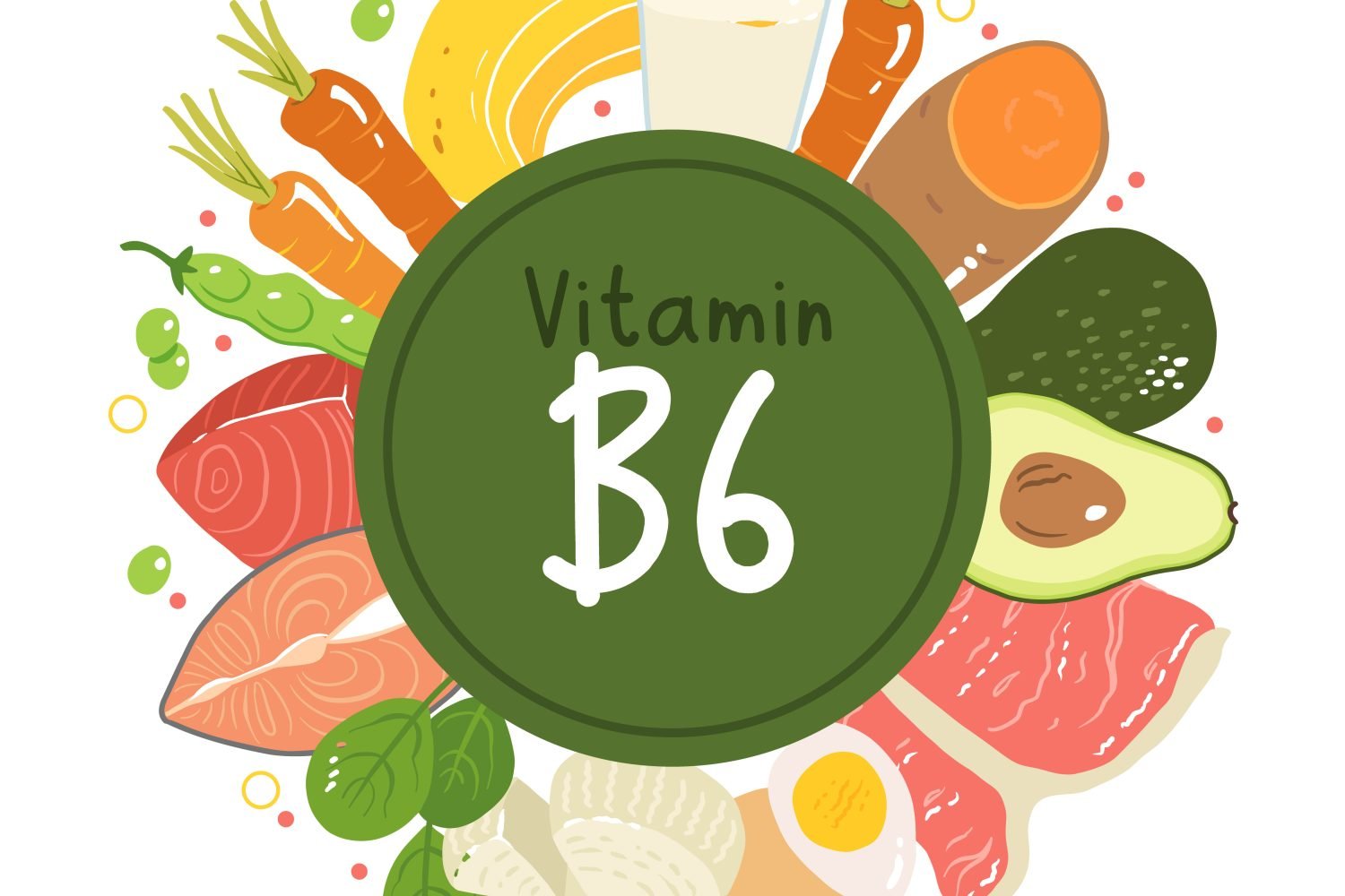 ilustración de alimentos que contienen vitamina b6
