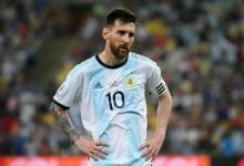 El futbolista Lionel Messi de Argentina, durante el partido Venezuela vs Argentina por la Copa América 2019