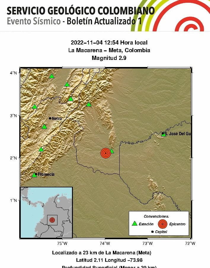 Dos fuertes sismos se registraron en Colombia este viernes