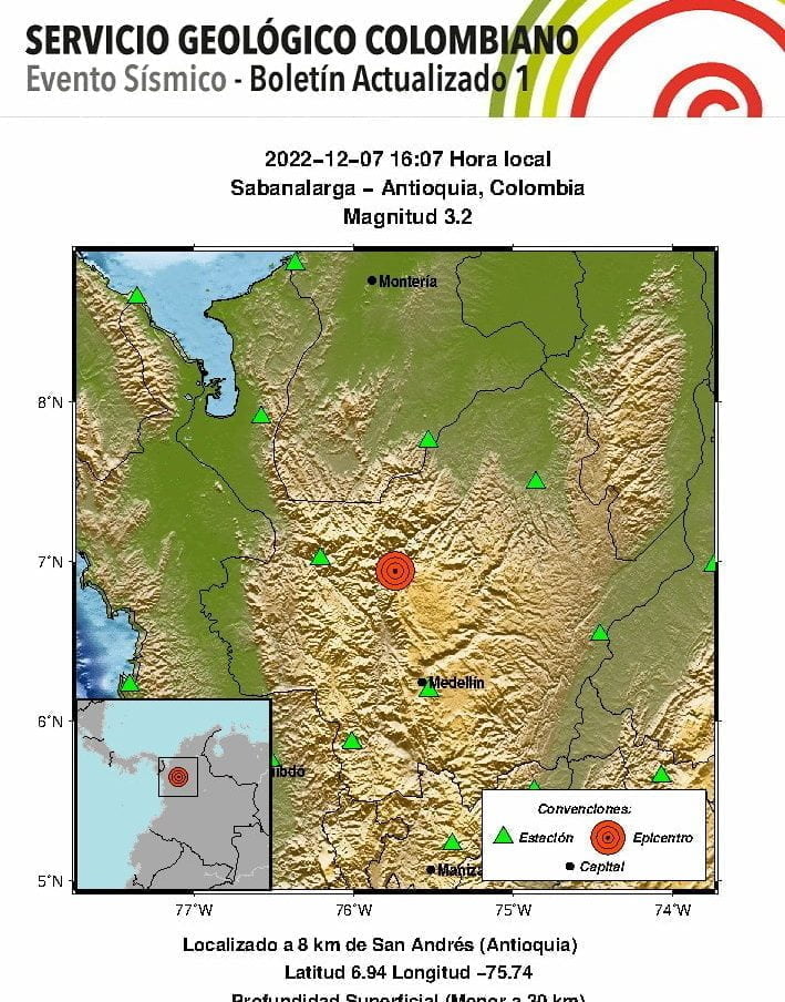 Volvi&oacute; a temblar en Colombia, sismo se sinti&oacute; en el noroccidente del pa&iacute;s