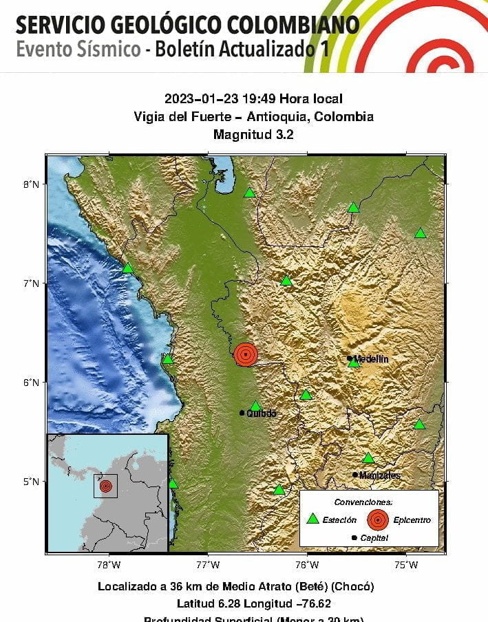 Reportan un segundo temblor en Colombia en la noche de este lunes