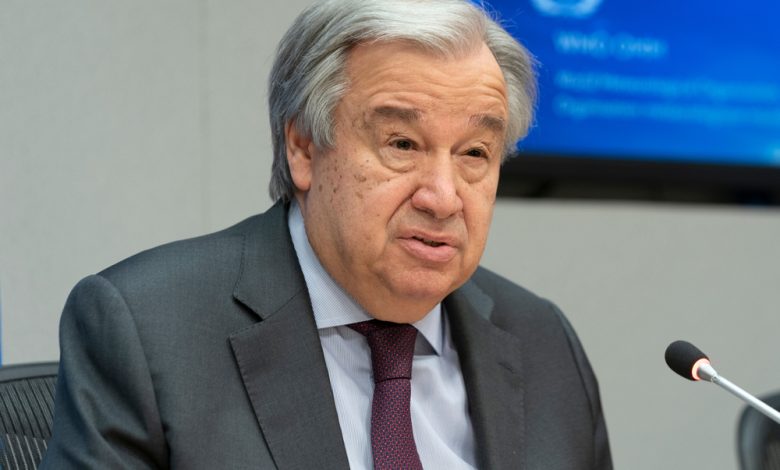 El SG de la ONU Antonio Guterres informa a la prensa sobre el cambio climático en la Sede de la ONU / cese al fuego bilateral