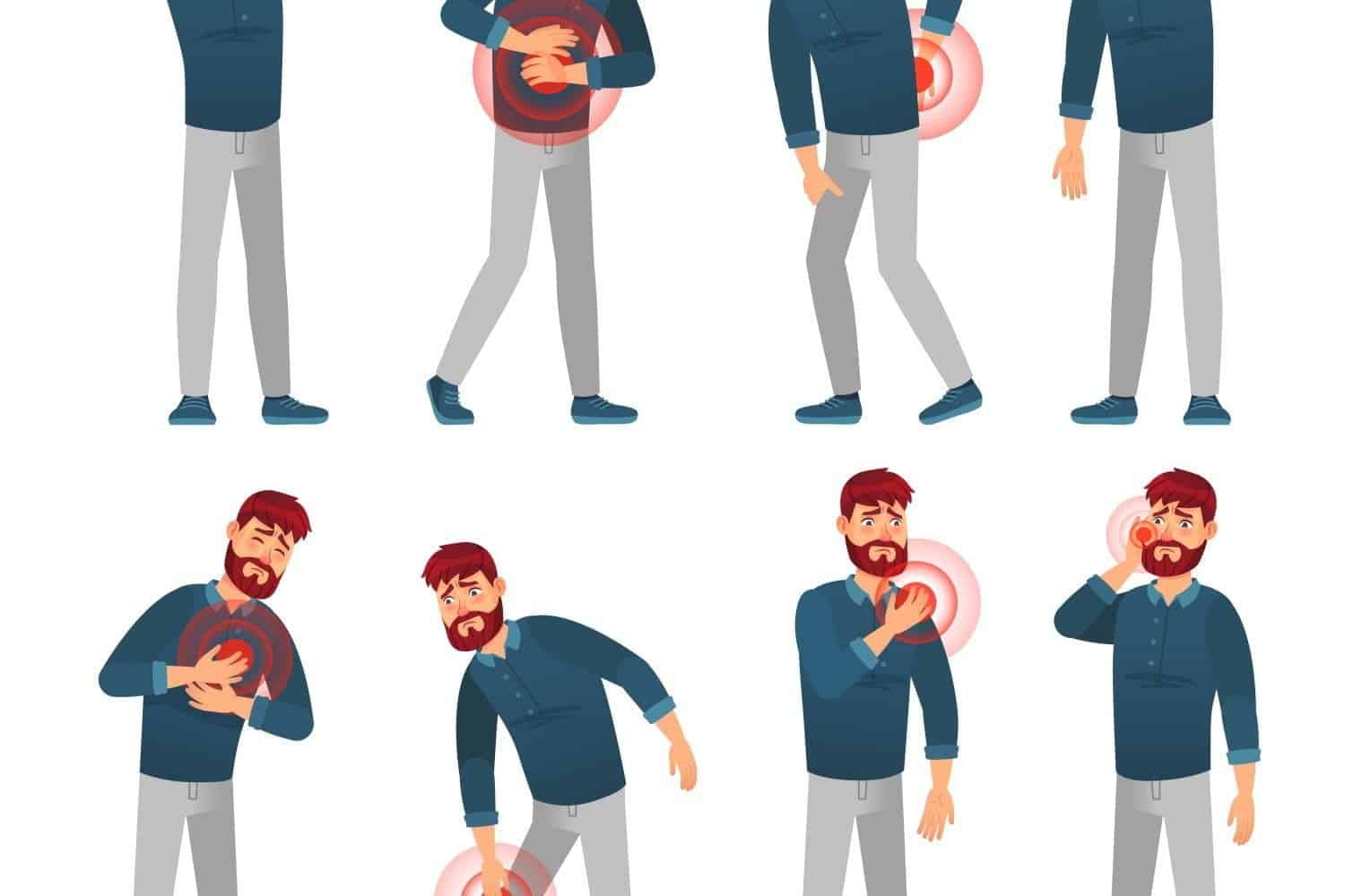 ilustraci&oacute;n de hombre experimentando los dolores m&aacute;s fuertes