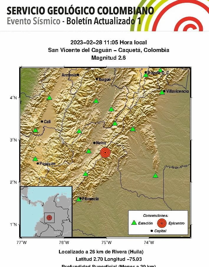 Dos temblores se reportaron en Colombia en la ma&ntilde;ana de este martes
