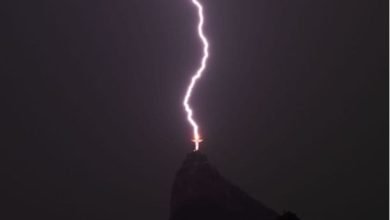 Incre&iacute;ble: en im&aacute;genes qued&oacute; captado un rayo que impact&oacute; sobre el Cristo Redentor