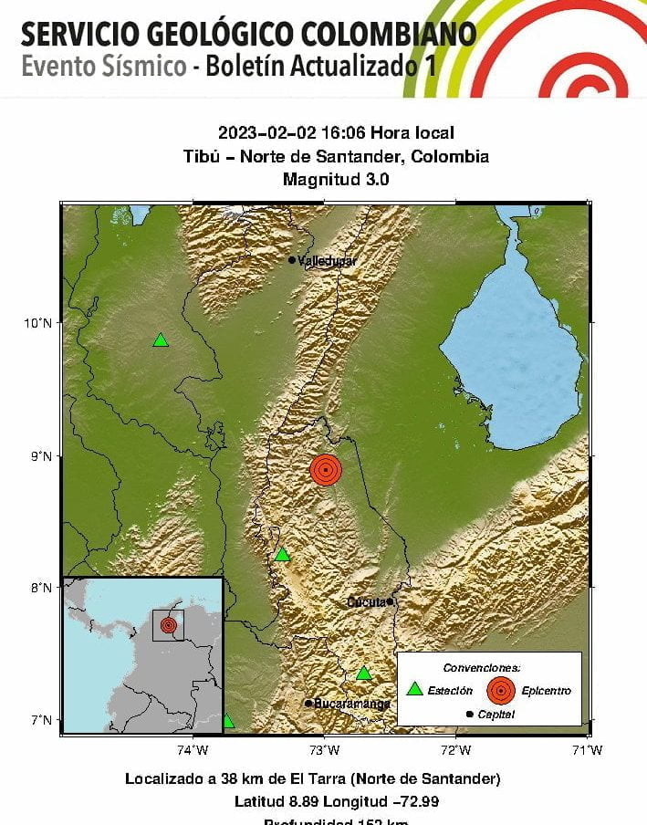 Reportaron temblor en Colombia en la tarde de este jueves
