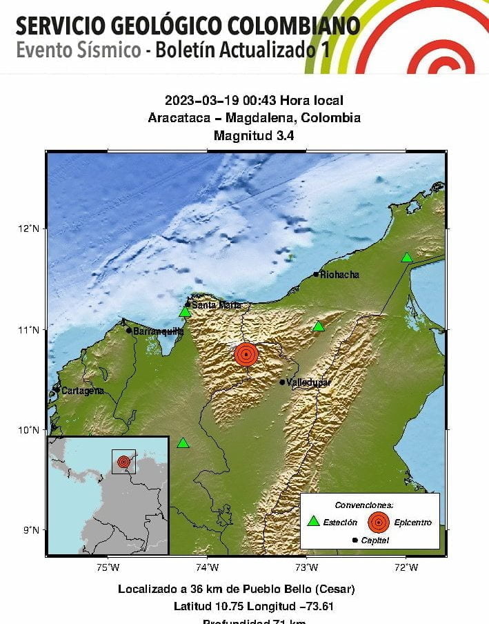 Dos temblores sacudieron a Colombia en la madrugada de este domingo