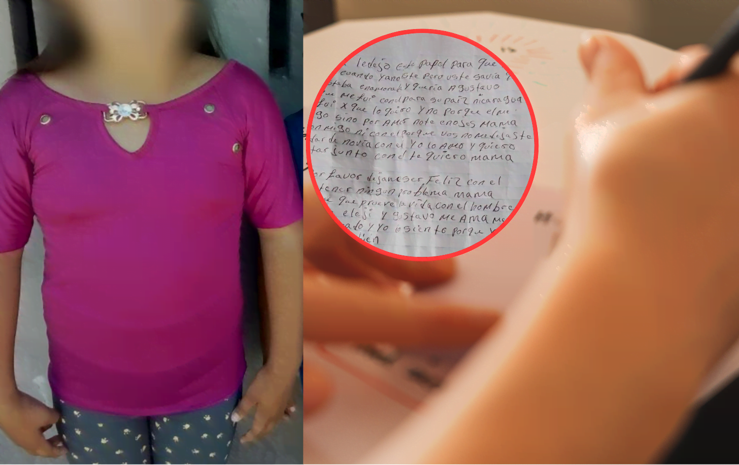 ni&ntilde;a dej&oacute; una carta