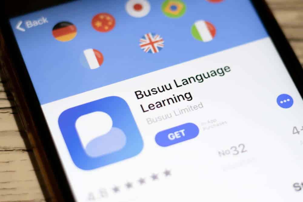 Icono de aprendizaje de idiomas Busuu / aprender ingl&eacute;s