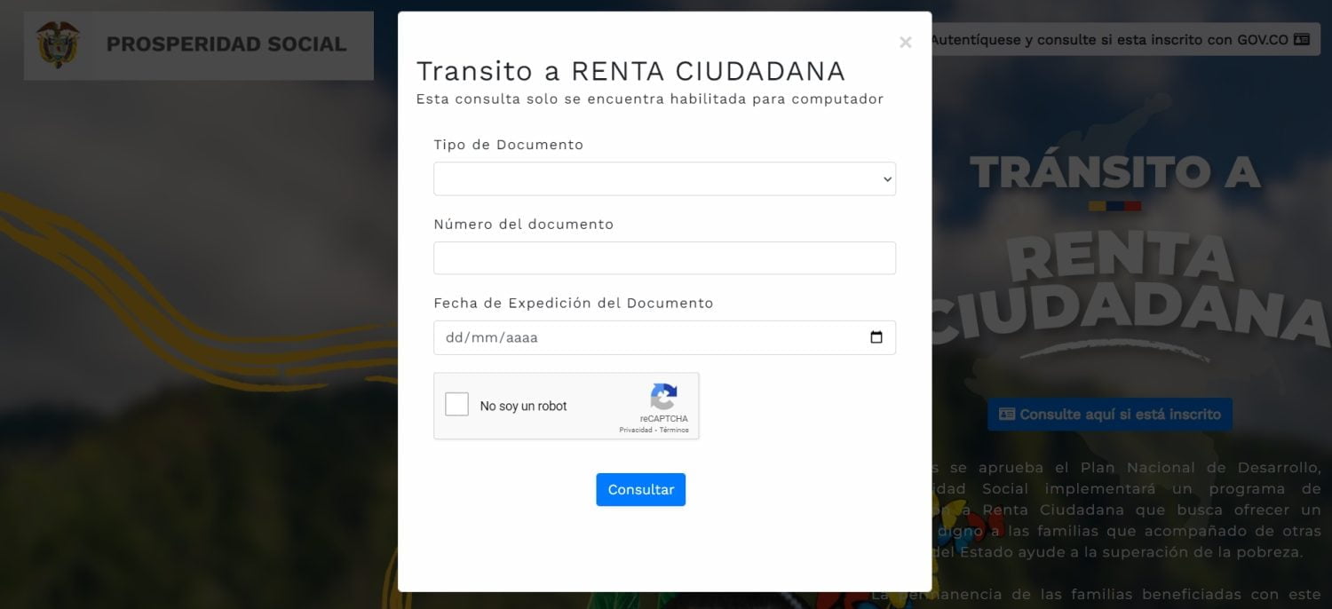 Renta ciudadana / transferencia