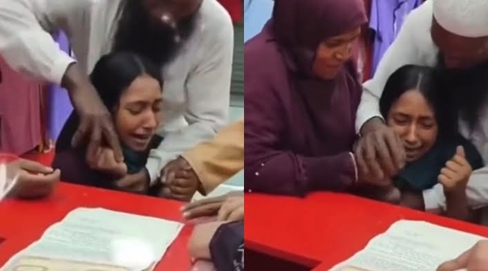 Video viral: Niña llora desconsoladamente mientras la obligan a casarse con hombre mayor