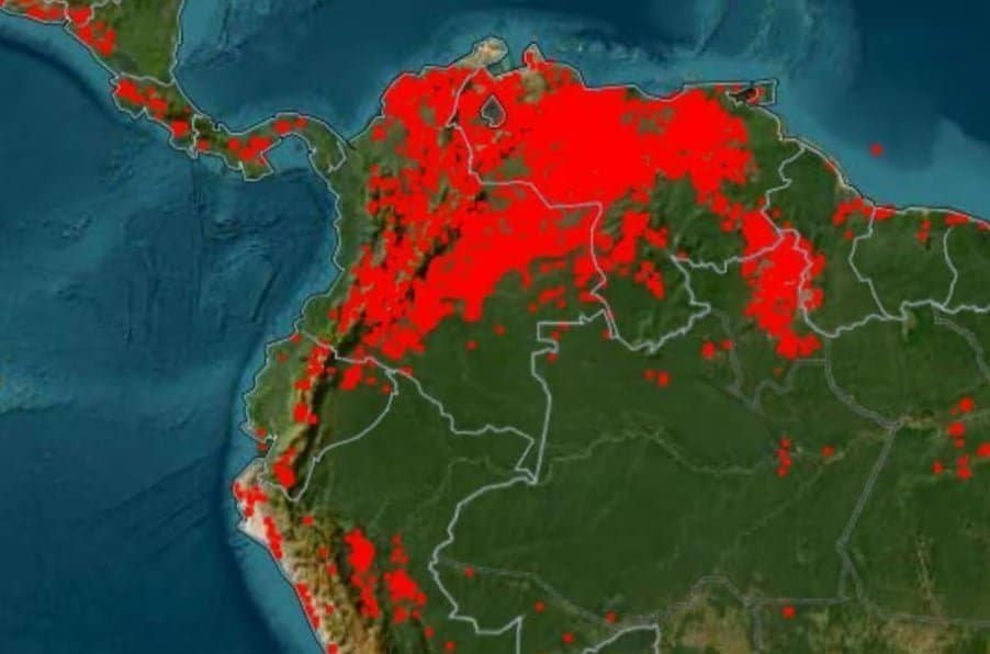 Mapa de la Nasa revela los puntos cr&iacute;ticos de calor por incendios en Colombia
