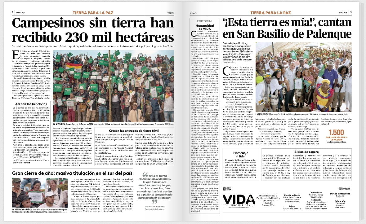 VIDA, As&iacute; es el nuevo medio impreso de la Presidencia de la Rep&uacute;blica.