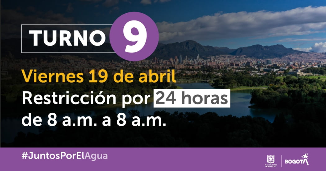 Barrios en Bogotá que tendrán racionamiento de agua hoy 19 de abril 