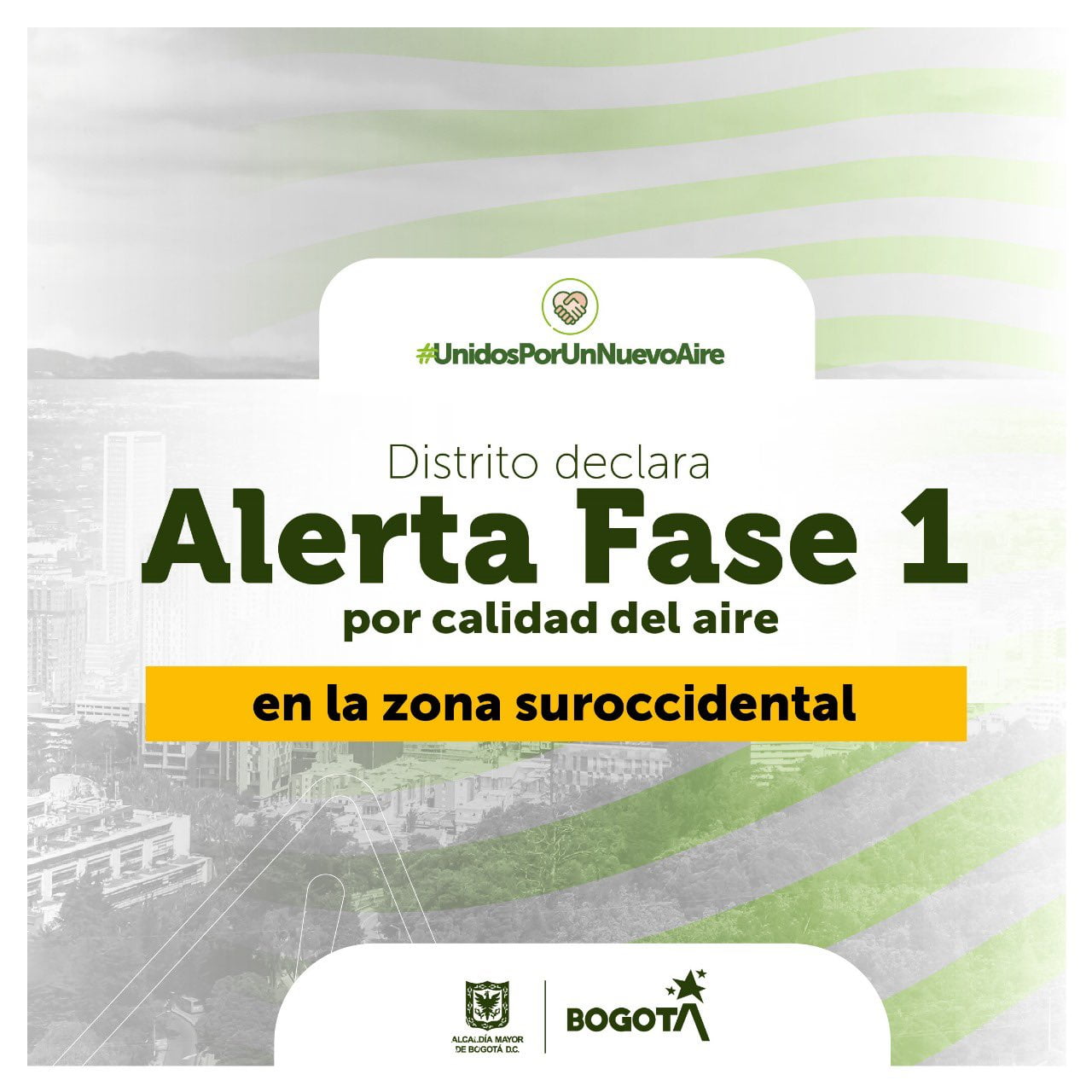 Declaran nuevamente alerta en Bogot&aacute; por calidad del aire