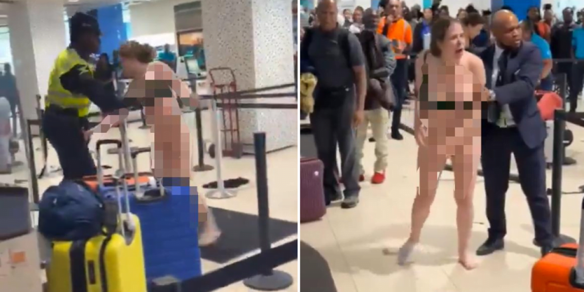 Video viral: Mujer se desnudó en el aeropuerto y exigió sexo