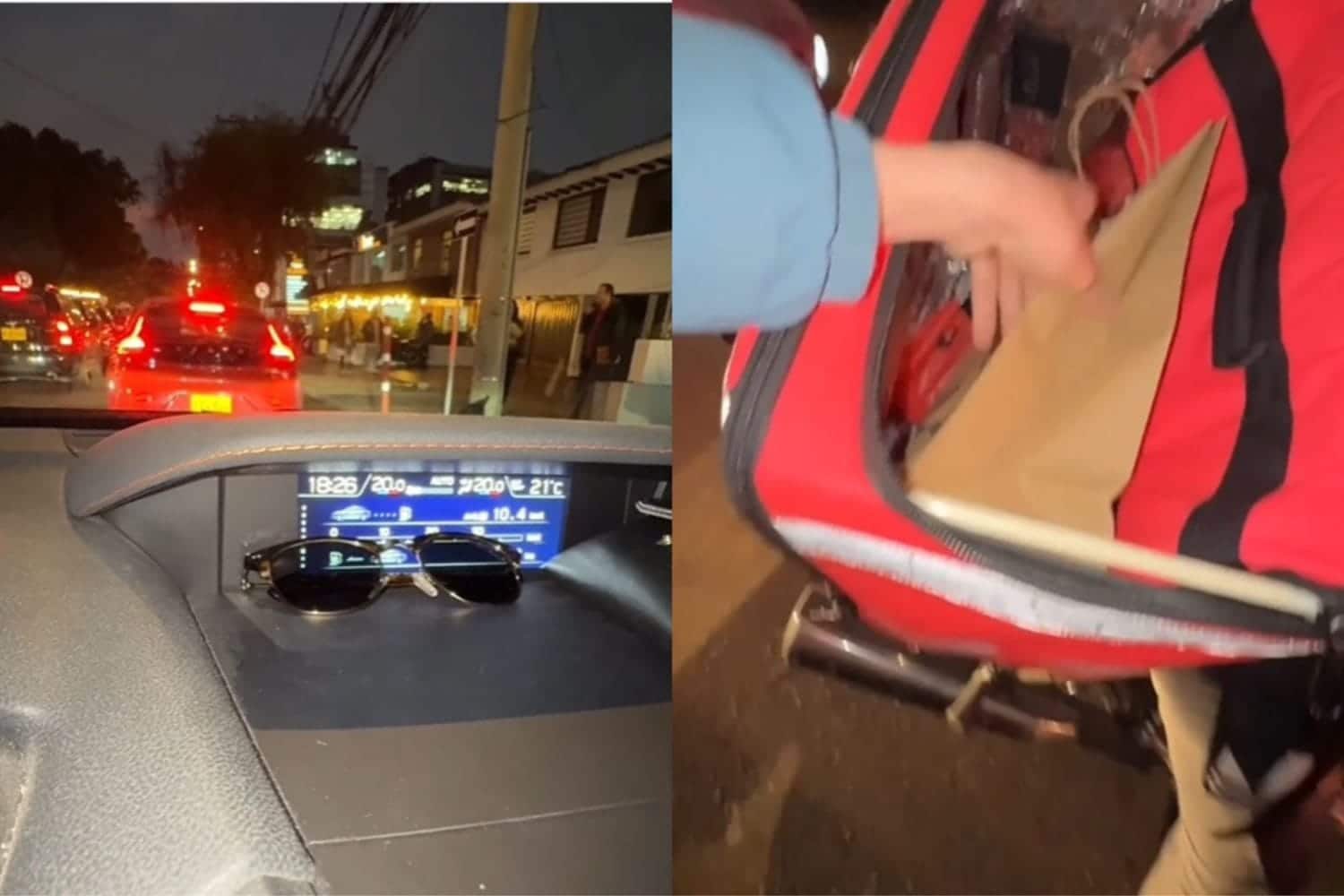 Video: Tiktoker pidi&oacute; domicilio en un tranc&oacute;n en Bogot&aacute; y alcanz&oacute; a comer