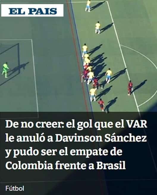 &ldquo;Esc&aacute;ndalo mundial&rdquo;: prensa internacional reaccion&oacute; a gol anulado a Colombia ante Brasil